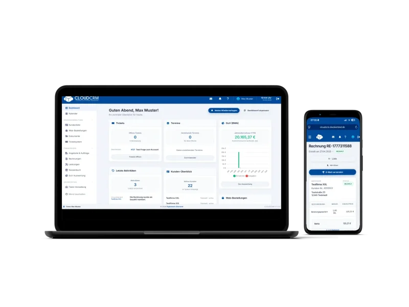 CloudCRM Oberfläche als Vorschau für die Pro Aktion