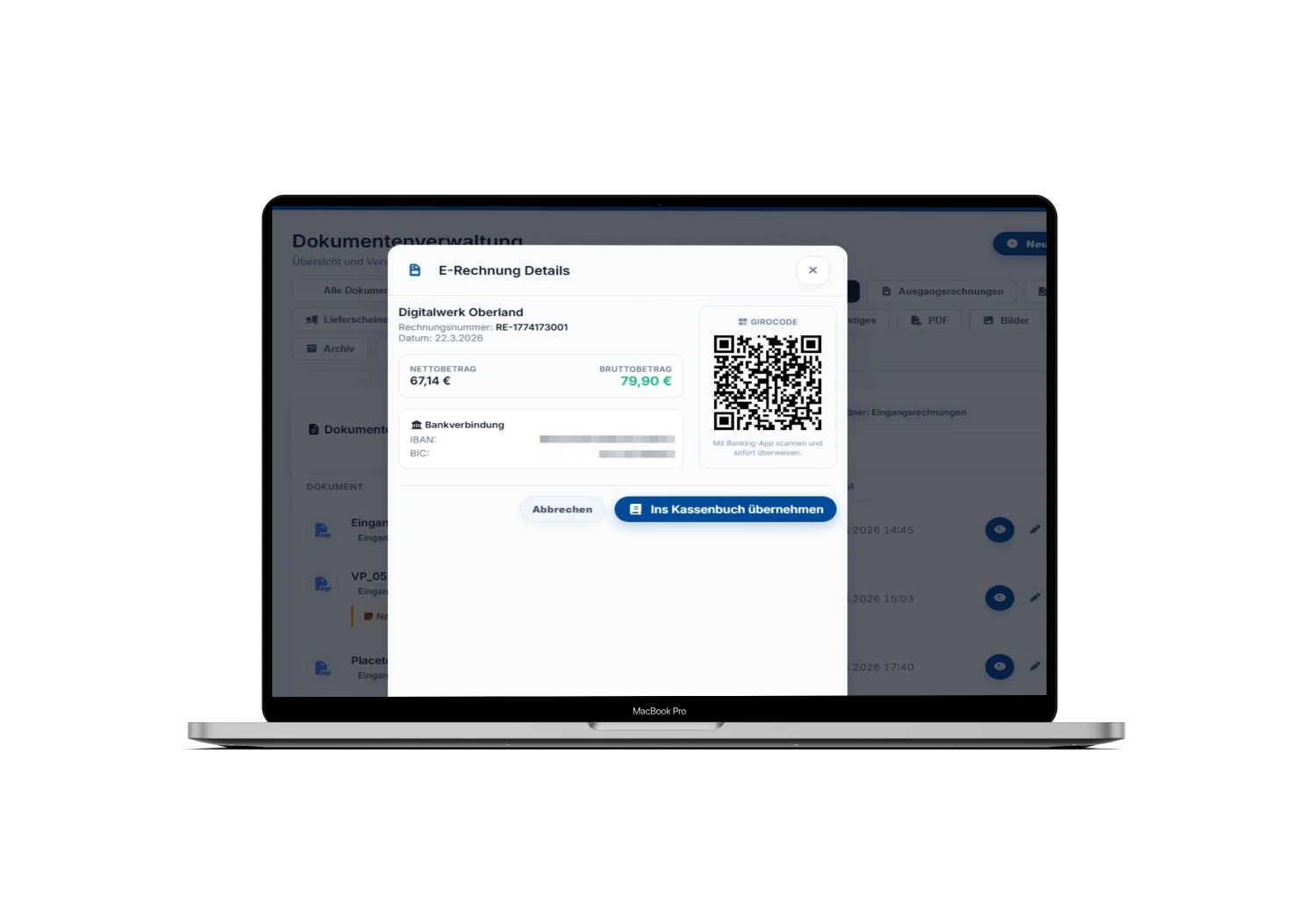 DigitInvoice E-Rechnungsempfang Dashboard