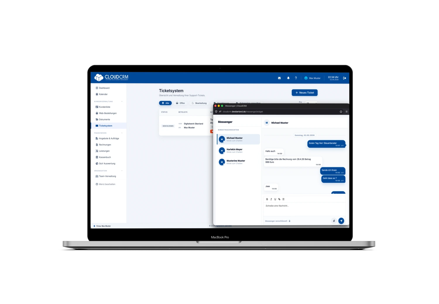 Ticketsystem für Kundenanfragen, Messenger fürs Team