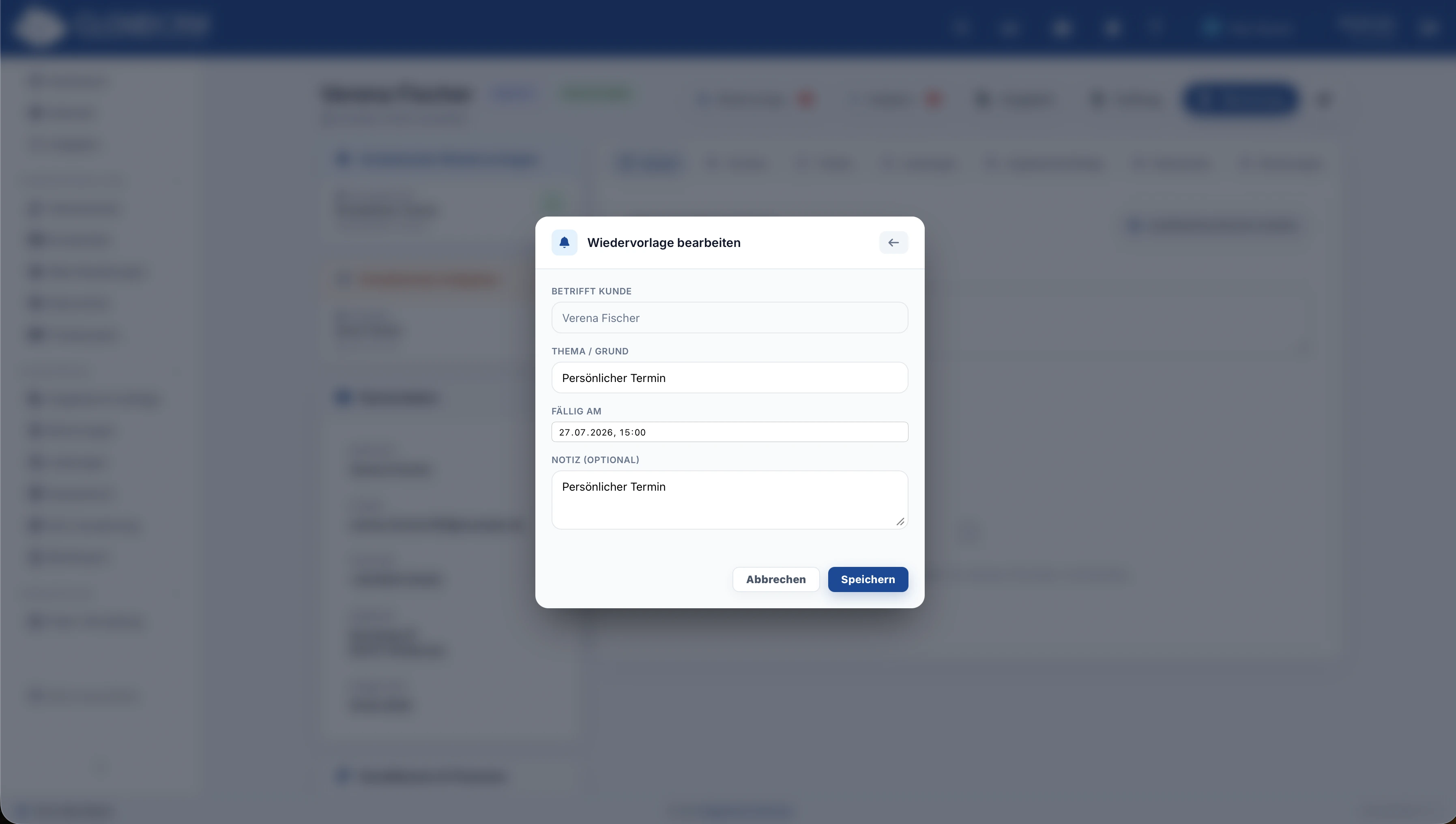 CloudCRM – Wiedervorlage mit Fälligkeit