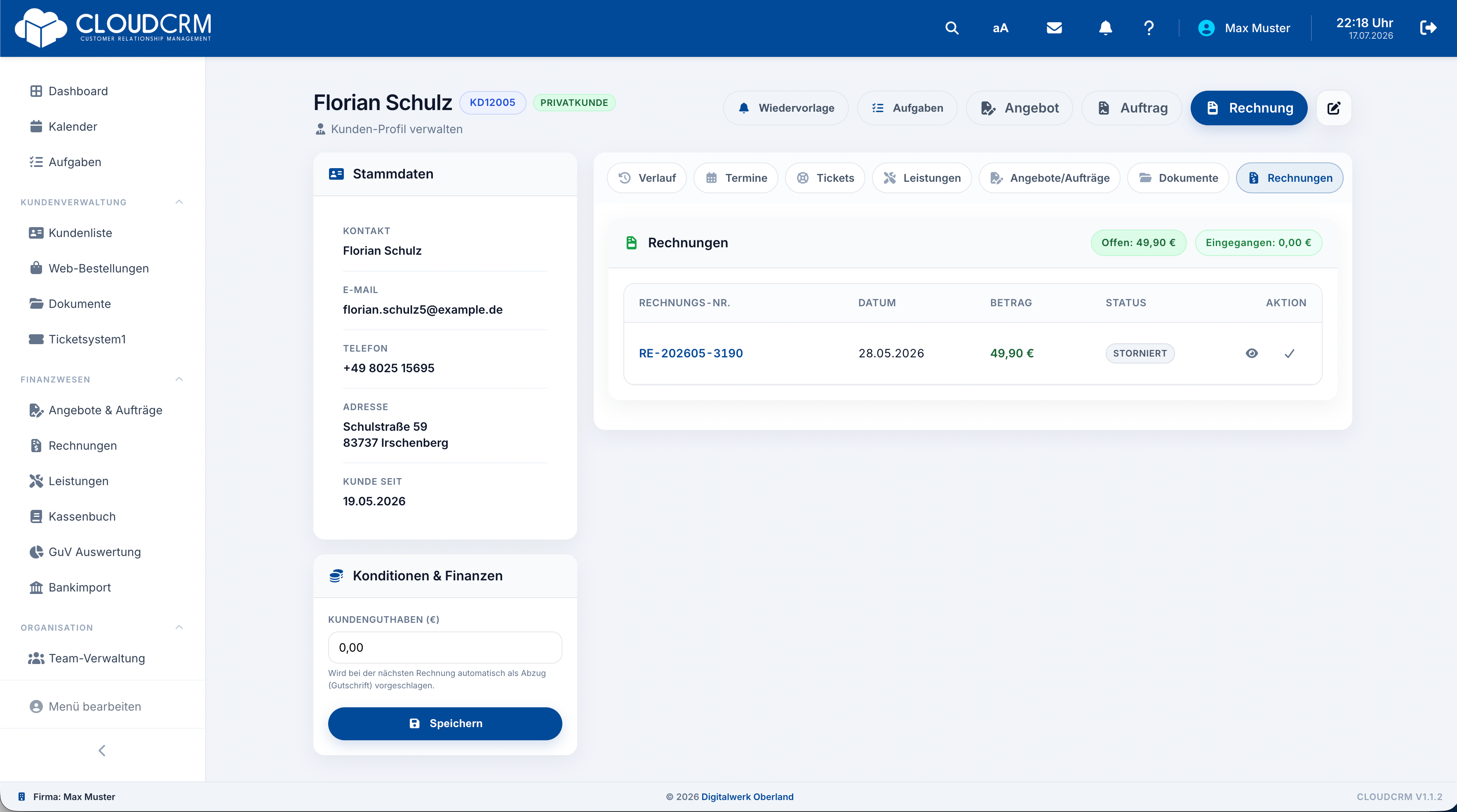 CloudCRM – Dokumente und Rechnungen beim Kunden