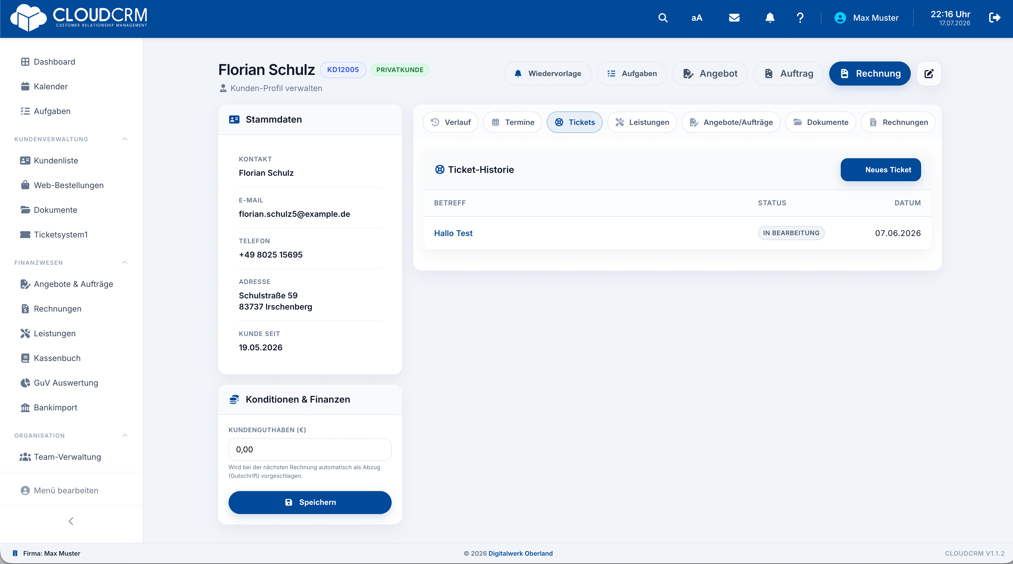 CloudCRM – Aufgaben, Termine und Tickets in der Kundenakte