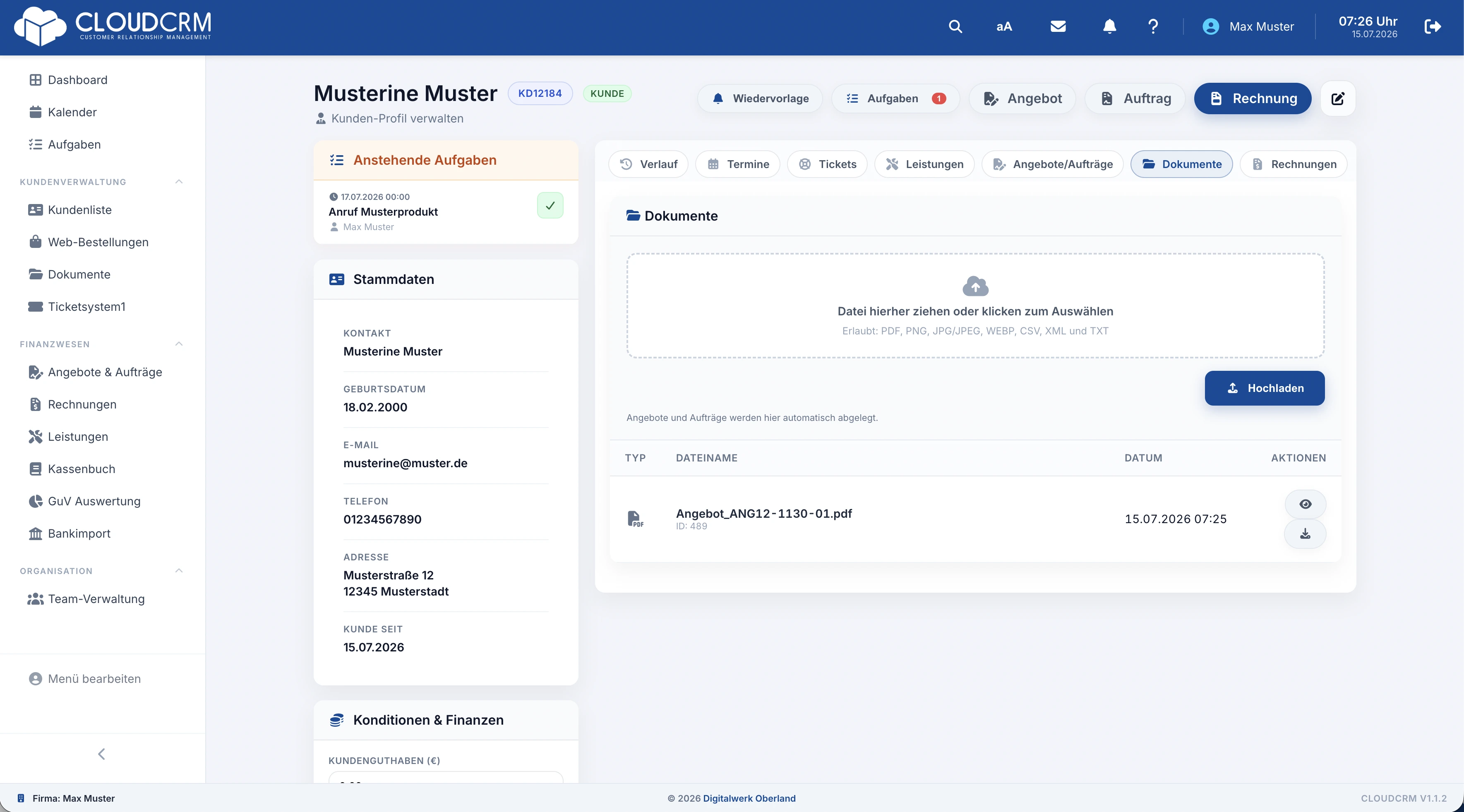 CloudCRM – Kundenbezogene Aufgaben und Dokumente
