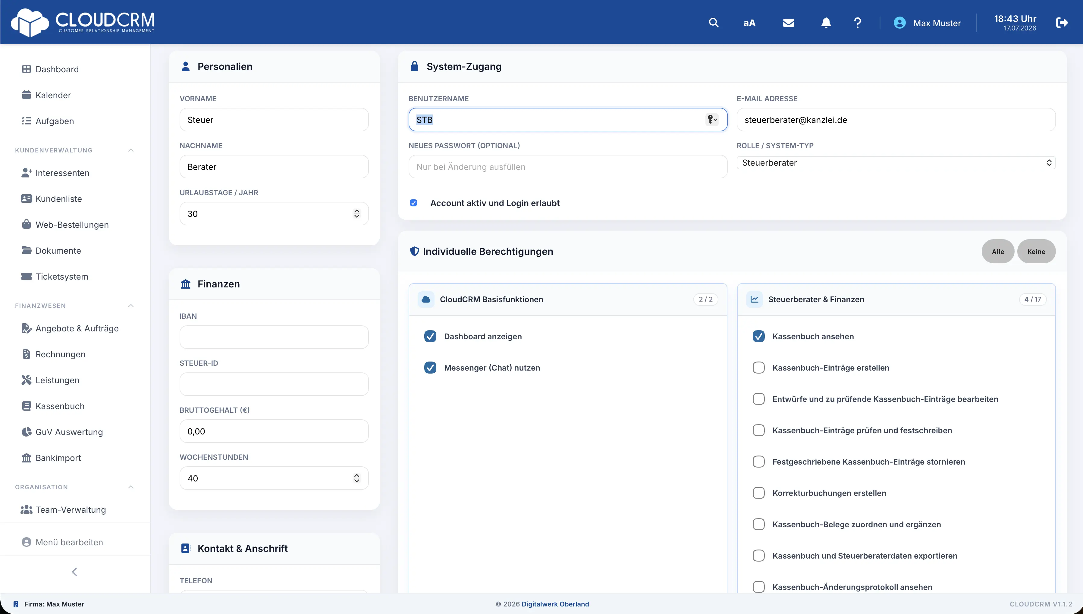 CloudCRM – Rolle und Zugriffsbereiche kontrollieren