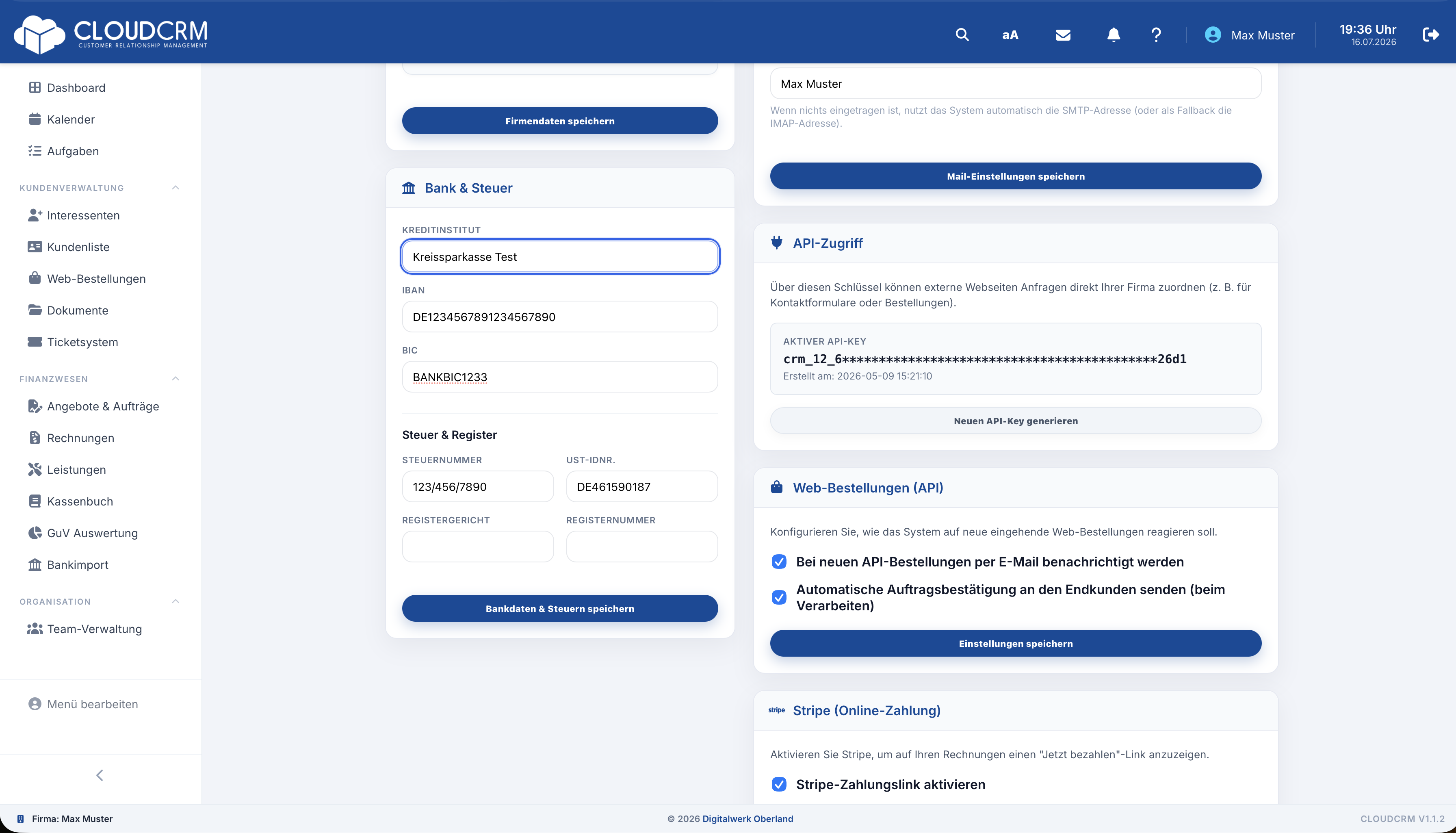 CloudCRM – API-Zugriff mit maskiertem Firmenschlüssel