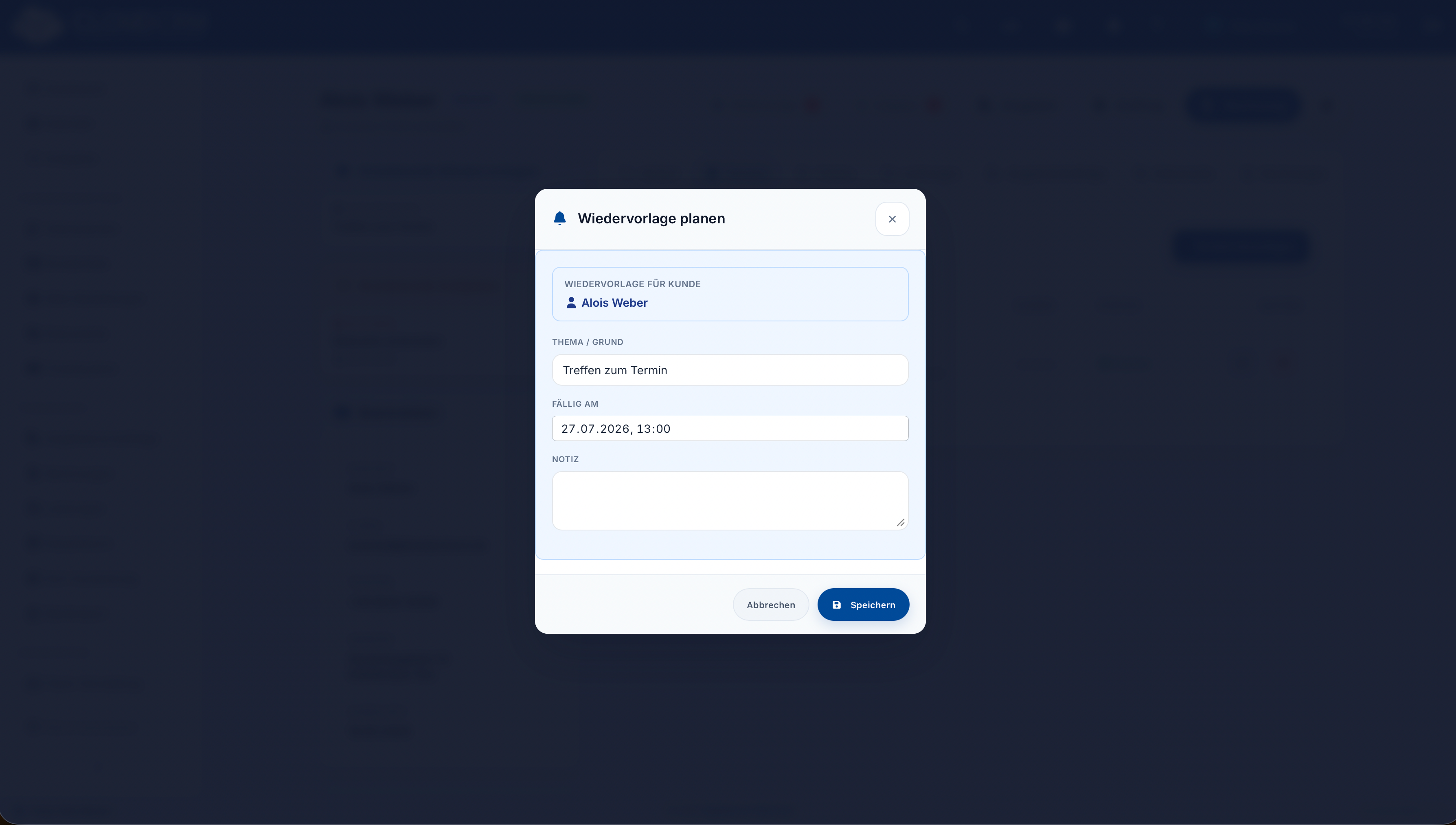 CloudCRM – Erledigte Wiedervorlage mit dokumentiertem Ergebnis