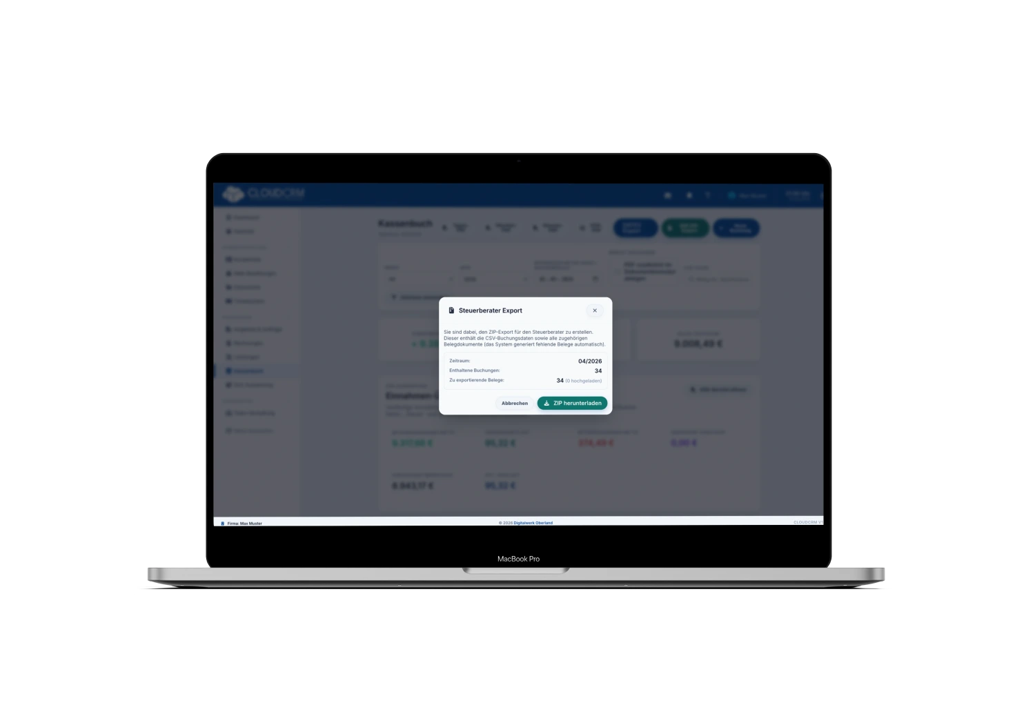 Steuerberater Portal in CloudCRM mit DATEV Export