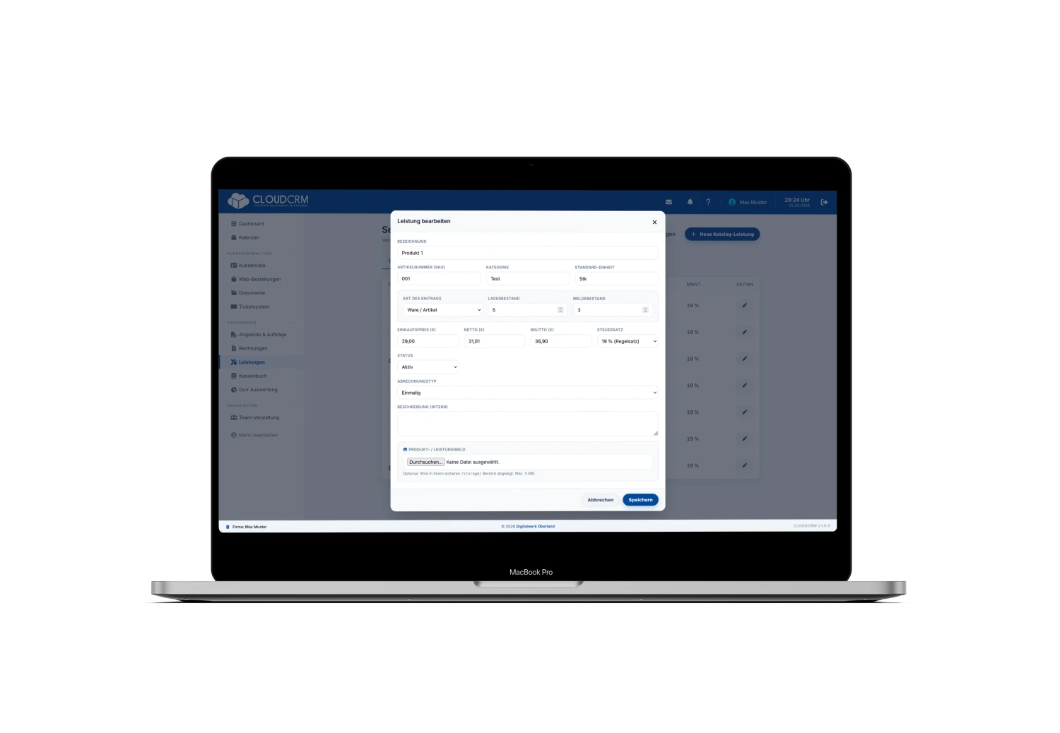 Warenwirtschaft und Leistungskatalog in CloudCRM